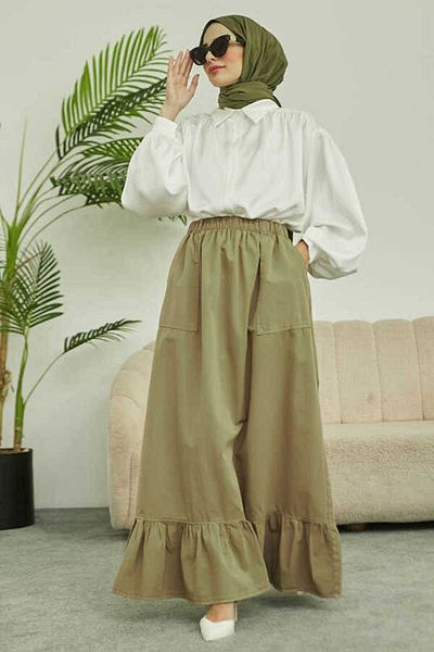 Neways 2281-Piece Painted Elastic Skirt Khaki