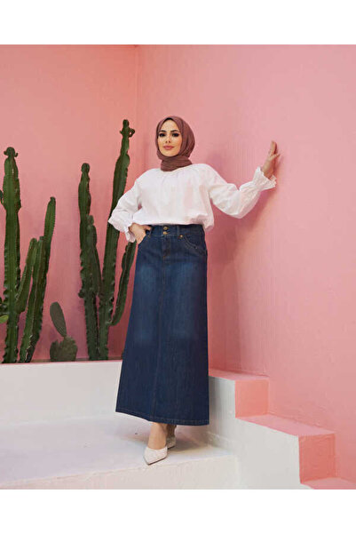 Neways 2269-Denim Etek Koyu Mavi