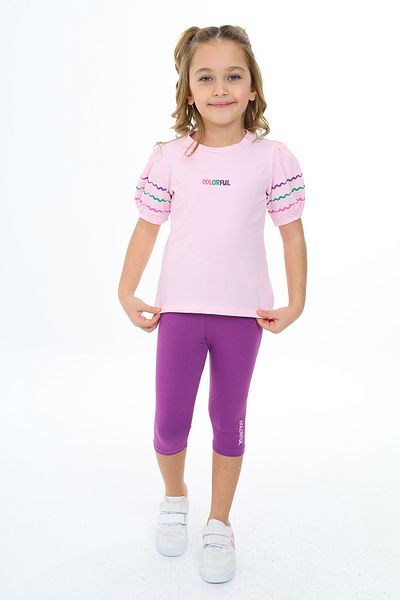 Toontoy Girl's Colorful Embroidered Capri Suit