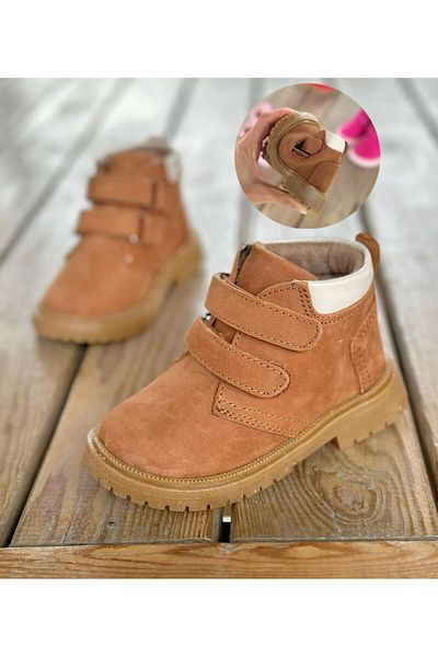 Surpie Shoes Ултра гъвкави детски ботуши с лека подметка, бебешки ботуши от естествена кожа с велкро