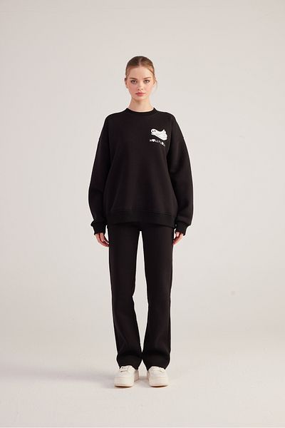 HOLLY LOLLY Unisex Black Ghosting Oversize Sweatshirt
