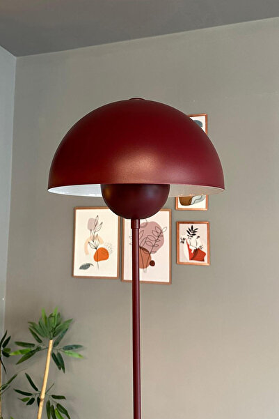 Bamyum Vega Lambader Vişne Çürüğü Renk Modern Dekoratif Metal Oturma Odası Çalışma Odası Zemin Lambası