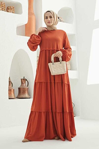 Neways 6510-Ancelina Büzgülü Elbise Tarçın