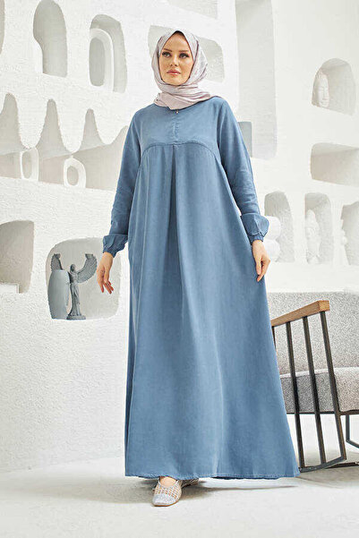 Neways 6482- A pileli Elbise Açık Mavi