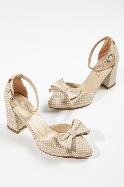 GULT Pantofi de vară cu papion cu toc scurt groși de damă