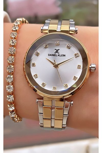 Daniel Klein Brand Yellow Silver Color Women's Wristwatch - Bracelet 0850dkl011173