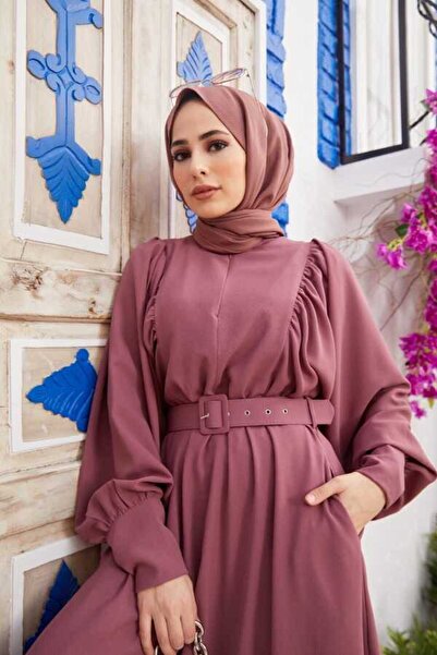 Neways 6583-Krep Elbise Gül Kurusu