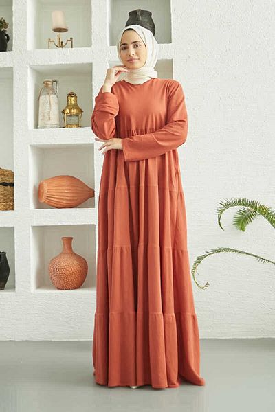 Neways 6400-Ancelina Gathered Dress Tan