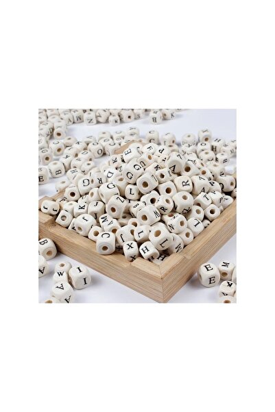 tebrikcim Mărgele cub de litere din lemn 200 bucăți (8 mm)