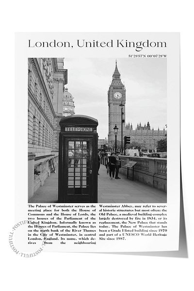 Postifull London - England, City Themed Poster, Unframed Wall Poster, No:30022