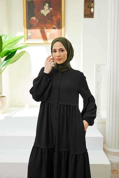 Neways 6549-berlin Buttoned Gathered Ferace Black