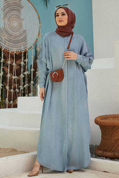 Neways 6571-denim Abaya Mavi