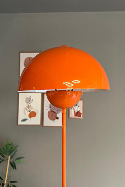 Bamyum Vega Lambader Turuncu Renk Modern Dekoratif Metal Oturma Odası Çalışma Odası Zemin Lambası