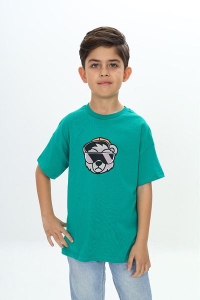 Toontoy Boy's Hat Bear Printed T-Shirt