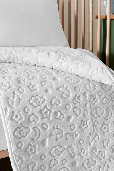 Özdilek Light Gray Embos Baby Blanket - 100X120