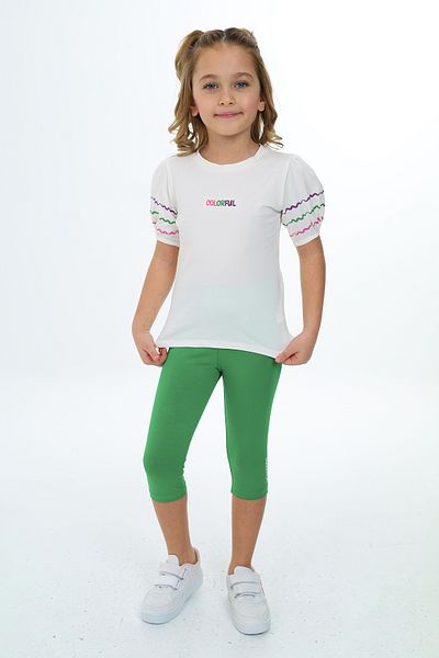 Toontoy Girl's Colorful Embroidered Capri Suit