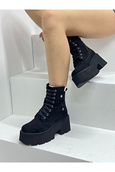 inizio Μαύρες σουέτ μπότες IZ9010