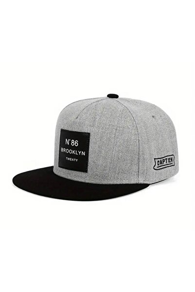 CosmoOutlet Șapcă hip hop din bumbac reglabilă negru-gri în spatele Brooklynului Twenty No:86