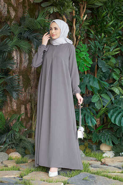Neways 6482-berlin A Pileli Elbise Gri