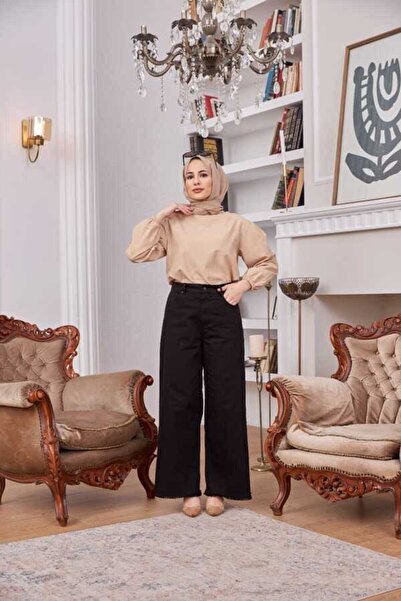 Neways 1130-denim Parça Boya Püsküllü Pantolon Siyah