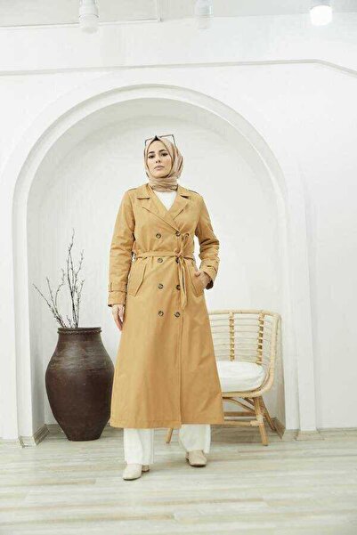 Neways 6572-kürklü Trençkot Camel
