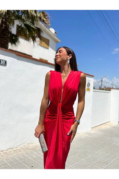 hipnoz butik Women's Padded Drape Long Dress