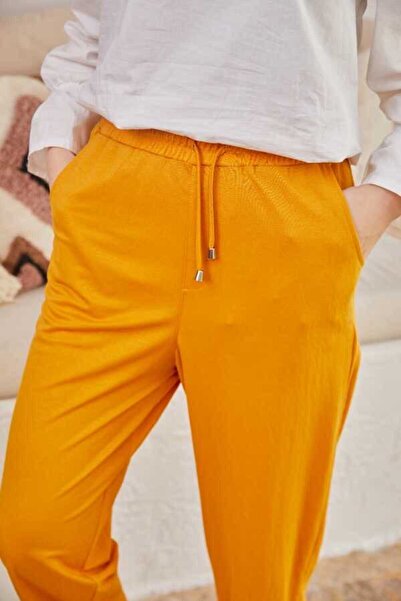 Neways 1151-ancelina Lastikli Pantolon Hardal