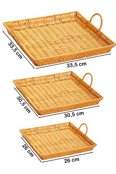 Porsima 709-B Square 3-Piece Wicker Basket Set - Home, Bathroom, and Kitchen Organizer
