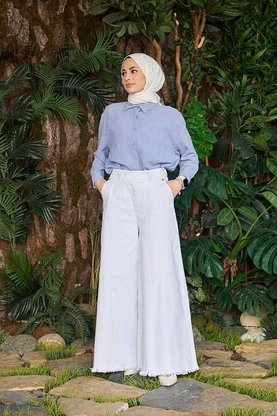 Neways Fusta pantalon cu ciucuri 1153 alb