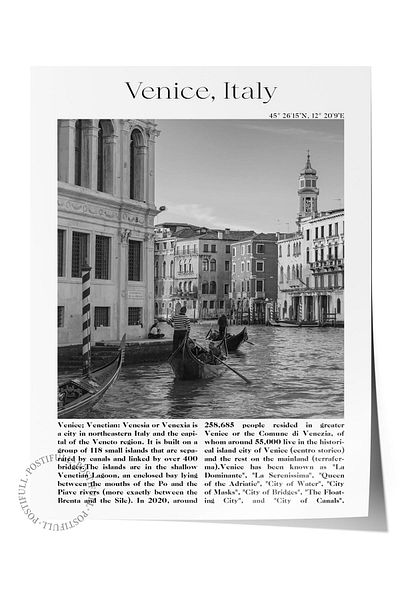 Postifull Venice - Italy, City Themed Poster, Unframed Wall Poster, No:30047