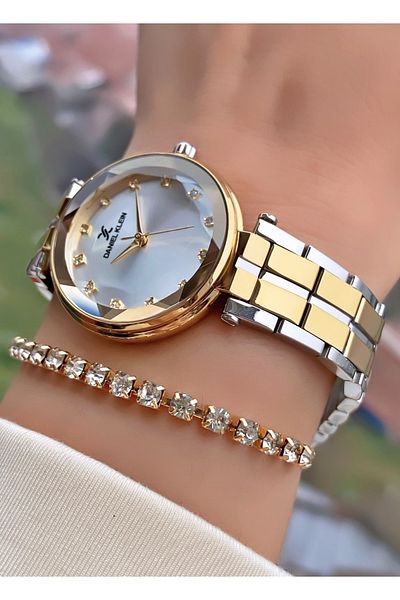 Daniel Klein Brand Yellow Silver Color Women's Wristwatch - Bracelet 0850dkl011173