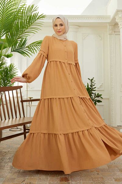 Neways 6549-berlin Buttoned Gathered Ferace Camel
