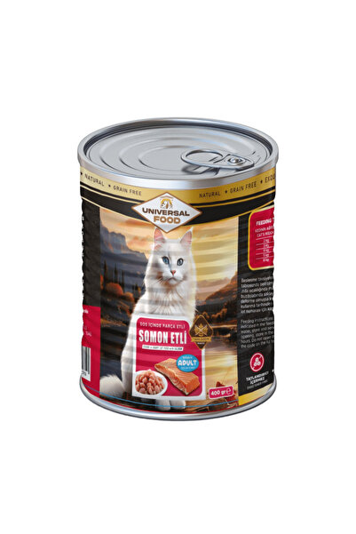 UNİVERSAL FOOD PREMİUM SOMONLU PARÇA ETLİ KEDİ 400G KONSERVE (12 ADET)