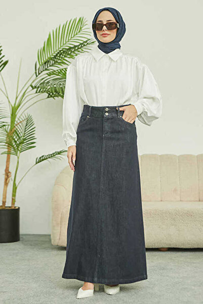 Neways 2254-Denim Klasik Etek Füme