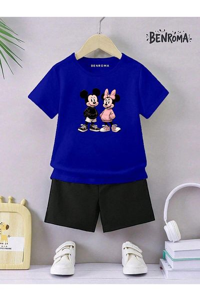 BENROMA Set pantaloni scurți unisex pentru copii - imprimat cu caractere