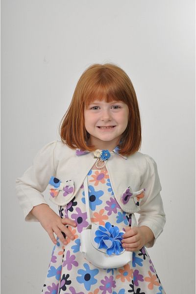 Filizdens Kids Rochie pentru fete cu imprimeu floral, top fără mâneci, cu bolero și geantă Rochie zilnică pentru petrecerea de naștere