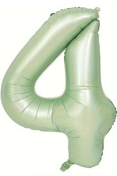 BeySüS Soft Green Retro 4 Number Foil Balloon 100 cm