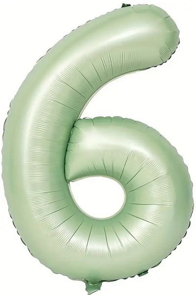 BeySüS Soft Green Retro 6 Number Foil Balloon 100 cm
