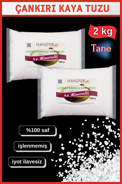 Hanzade Bitkisel 84 Mineralli Doğal Çankırı Kristal Tane Kaya Tuzu 2 Kg