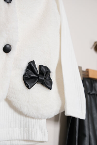 Pina Kids Girl's Plush Vest Leather Skirt Suit - Tkm.9090