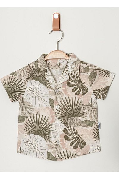 Chicsy Baby Stylish Leaf Print Shirt Adjustable Waist Slopes Short Sleeve Shorts 2-Piece Set Children and Baby