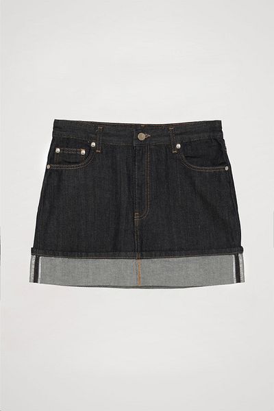 Quzu Blue Mini Denim Skirt - Folded
