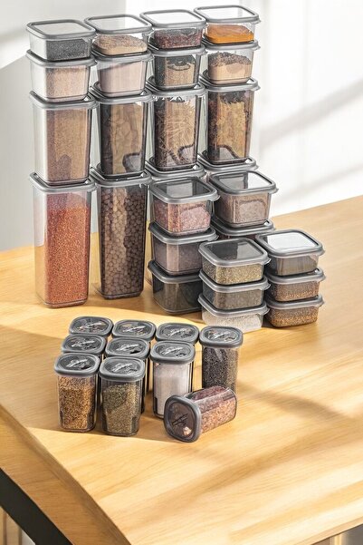 Home ميلان 38 قطعة 76 قطعة حاوية تخزين مربعة ومجموعة توابل 4x(1700 مل 1100 مل) 10x(500 مل 350 مل 300 مل)