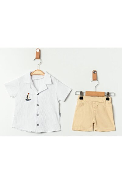 Chicsy Baby Style Shirt Sail Pattern Adjustable Waist Short Sleeve with Shorts 3-Piece Suit Children's and Baby's Clothing Self