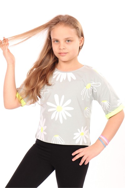 Toontoy Tricou complet cu imprimeu cu margarete pentru fete