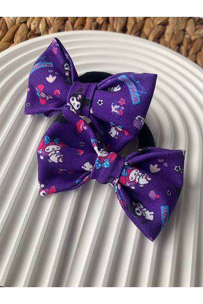 PABS Kuromi Ribbon Bow 2-Piece Rubber Buckle (Size 8X5Cm)