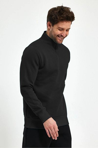 BayBayan Men's Stand Collar Model Half Zipper Pullover Sweatshirt