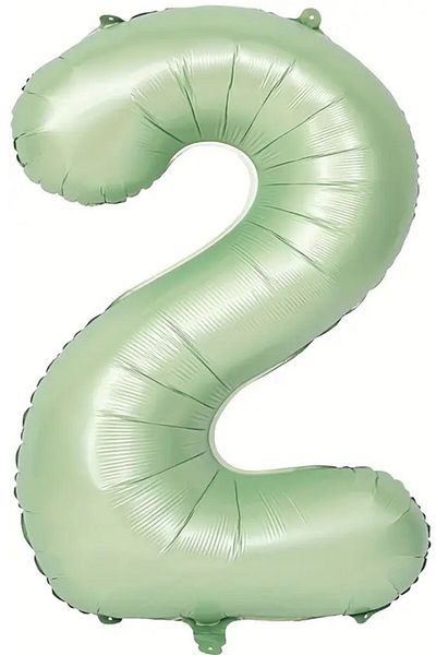 BeySüS Soft Green Retro 2 Number Foil Balloon 100 cm