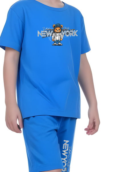 YA KO KİDS Κοντομάνικο ανδρικό παιδικό σετ Urban Nyc με διπλές τσέπες