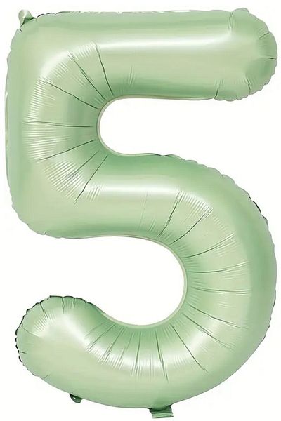 BeySüS Soft Green Retro 5 Number Foil Balloon 100 cm